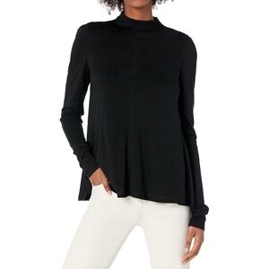 $195 Rebecca Taylor Mock Neck Trapeze Top Women's Sz XS Black Back‎ Zip Closure